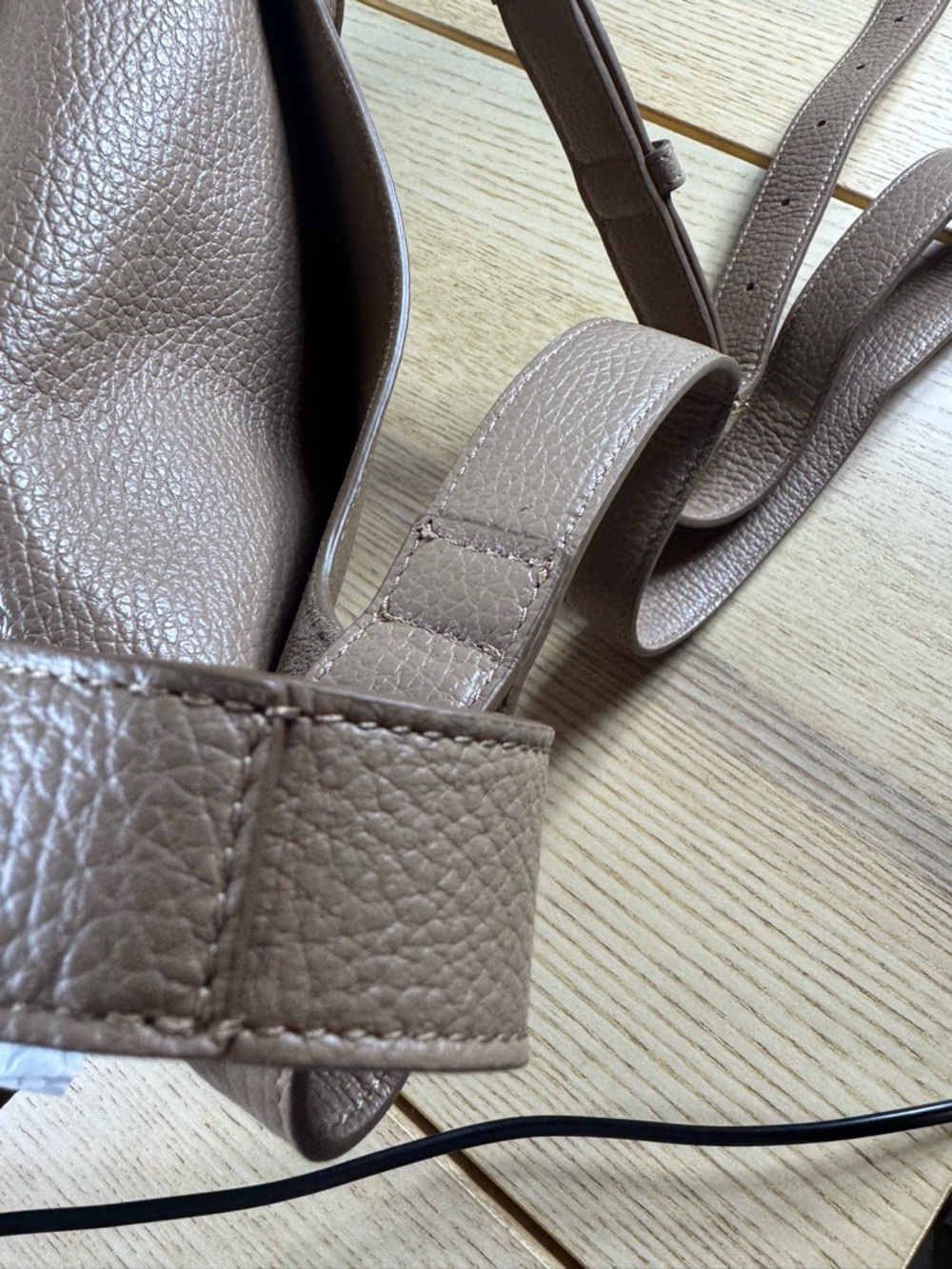 Cuyana Double Loop Cappuccino Pebbled Italian Leather Shoulder Bag Made in Italy - Picture 12 of 12